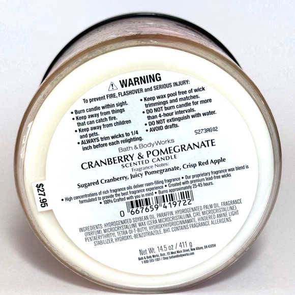 CRANBERRY & POMEGRANATE 3 Wick Candle - Picture 3 of 3